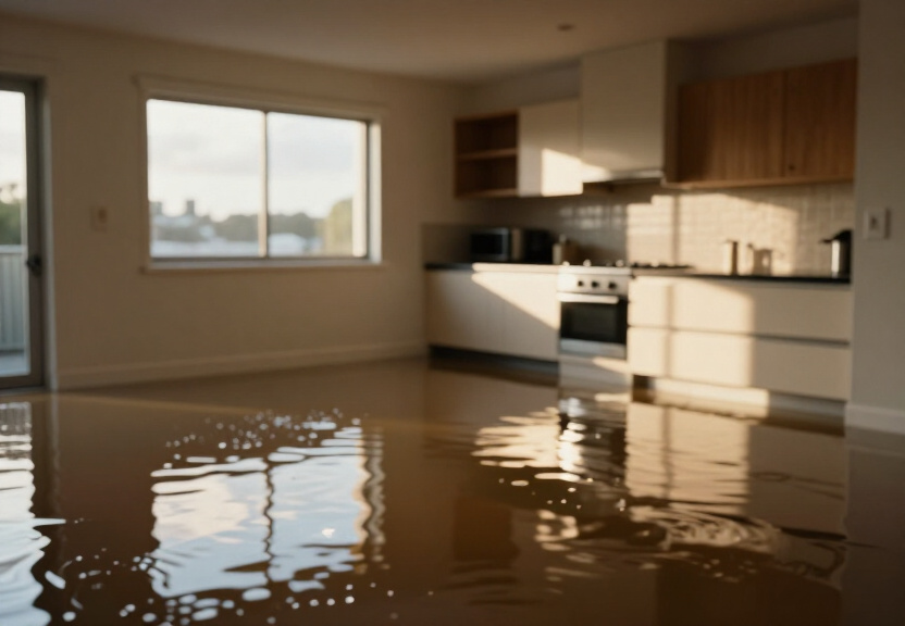 Waterlogged basement in Bardwell Valley before drying